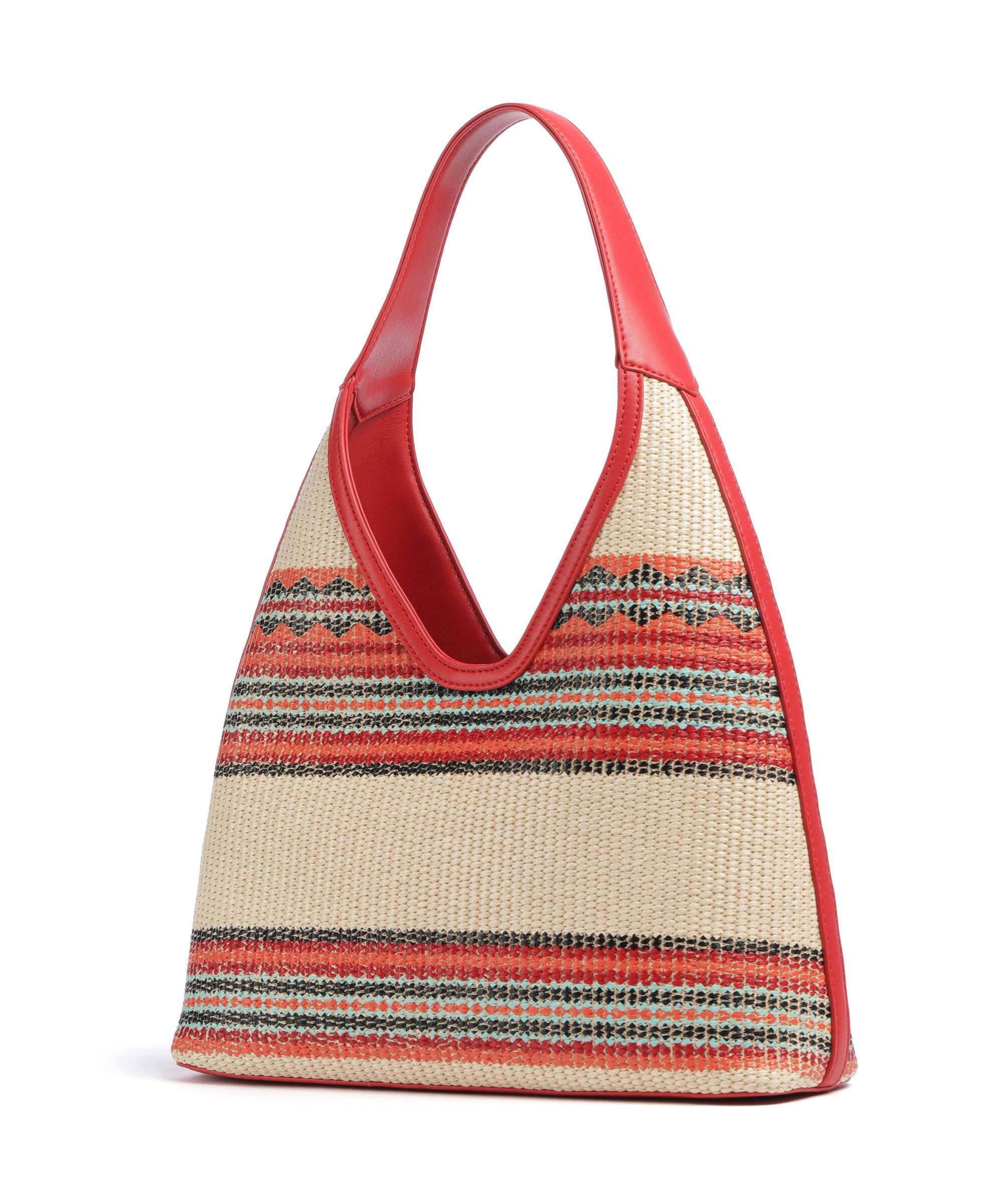 Love Moschino – Borsa a spalla in tessuto intrecciato - Rosso multi - immagine 2