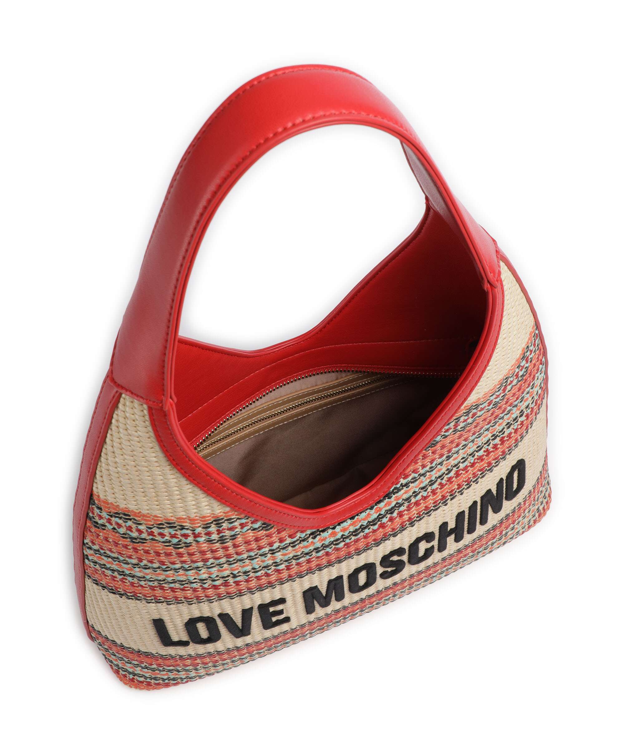 Love Moschino – Borsa a spalla in tessuto intrecciato - Rosso multi - immagine 3