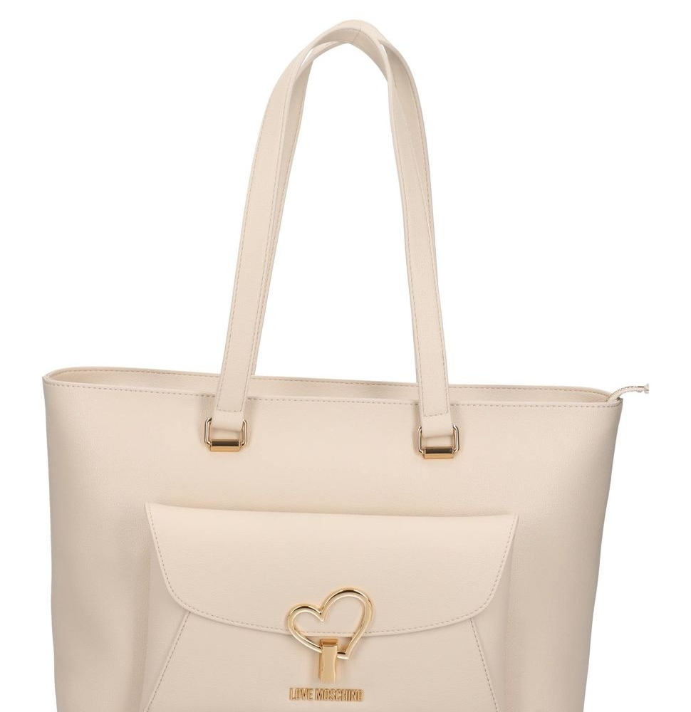 Love Moschino Shopping bag con tasca frontale - Avorio