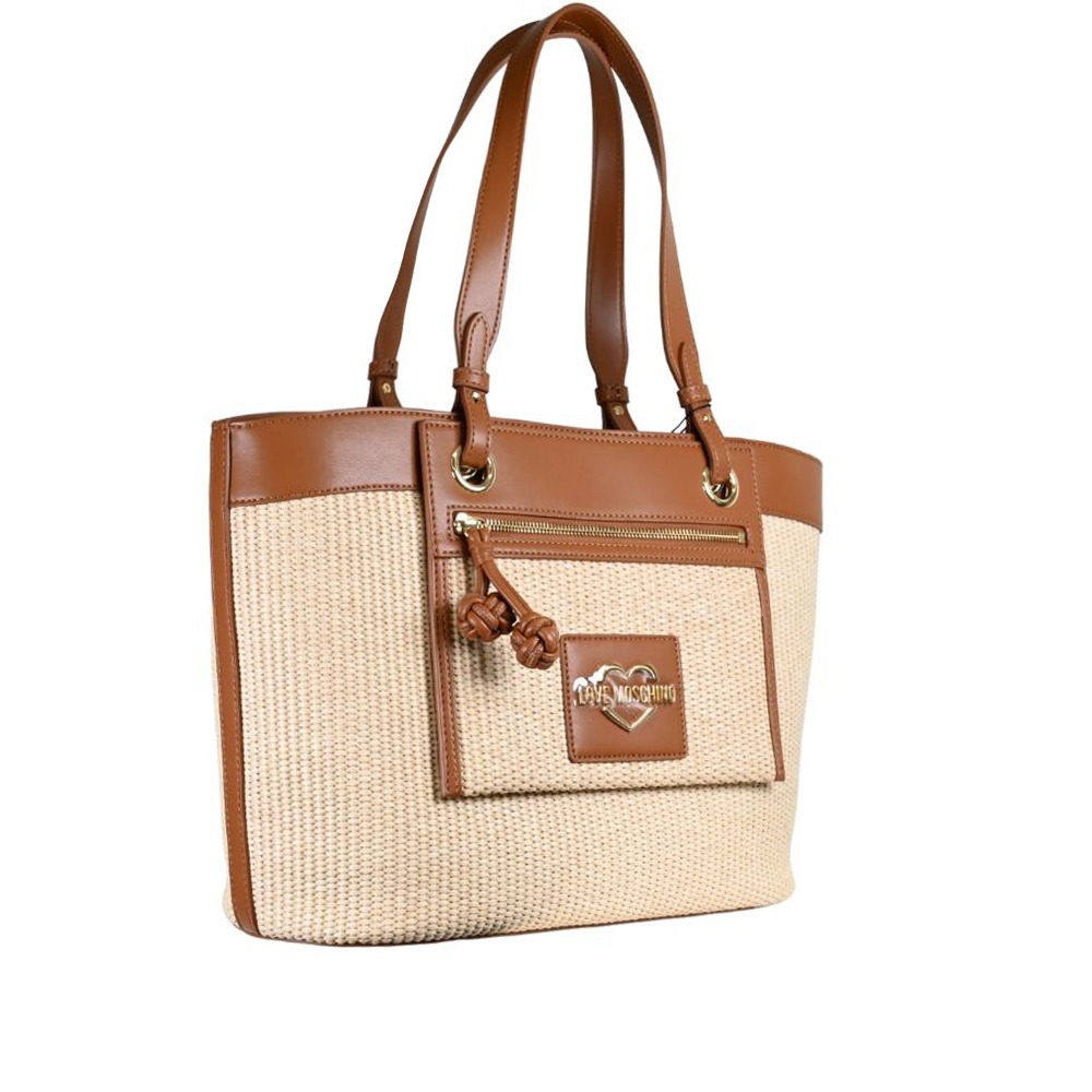 Love Moschino – Borsa a spalla in tessuto intrecciato - immagine 5