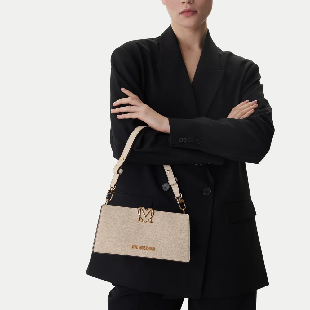 Love Moschino Borsa a spalla compatta Avorio
