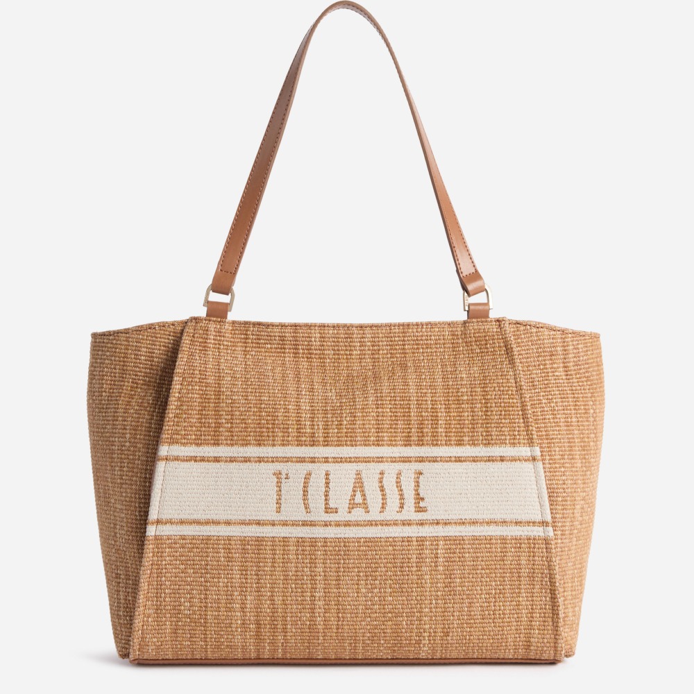 Rafia Coast borsa shopping Cuoio