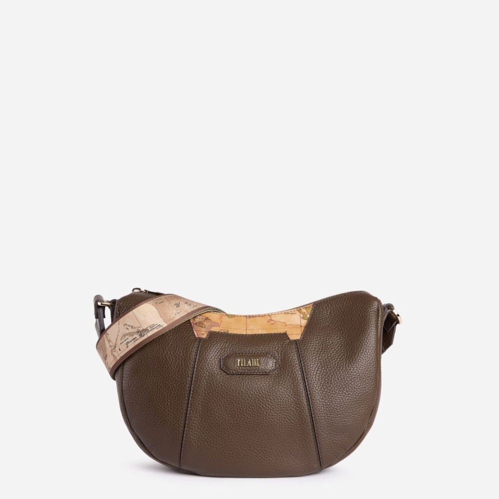 Alviero Martini 1A Classe Sierra Leather Tracolla a Mezzaluna Sequoia